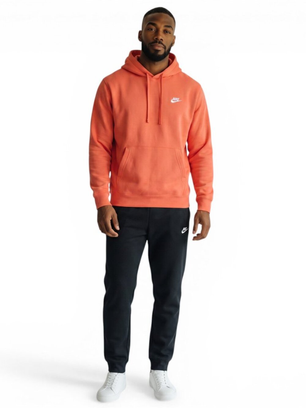 Nike Club Fleece 2 Piece Sweatsuit Size 2XL Orange Black Tracksuit Outfit NWT